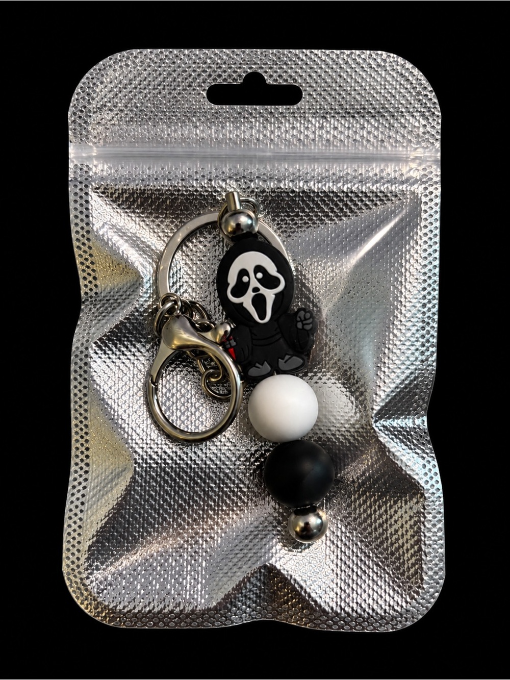 Black & White Scream Charm Keychain